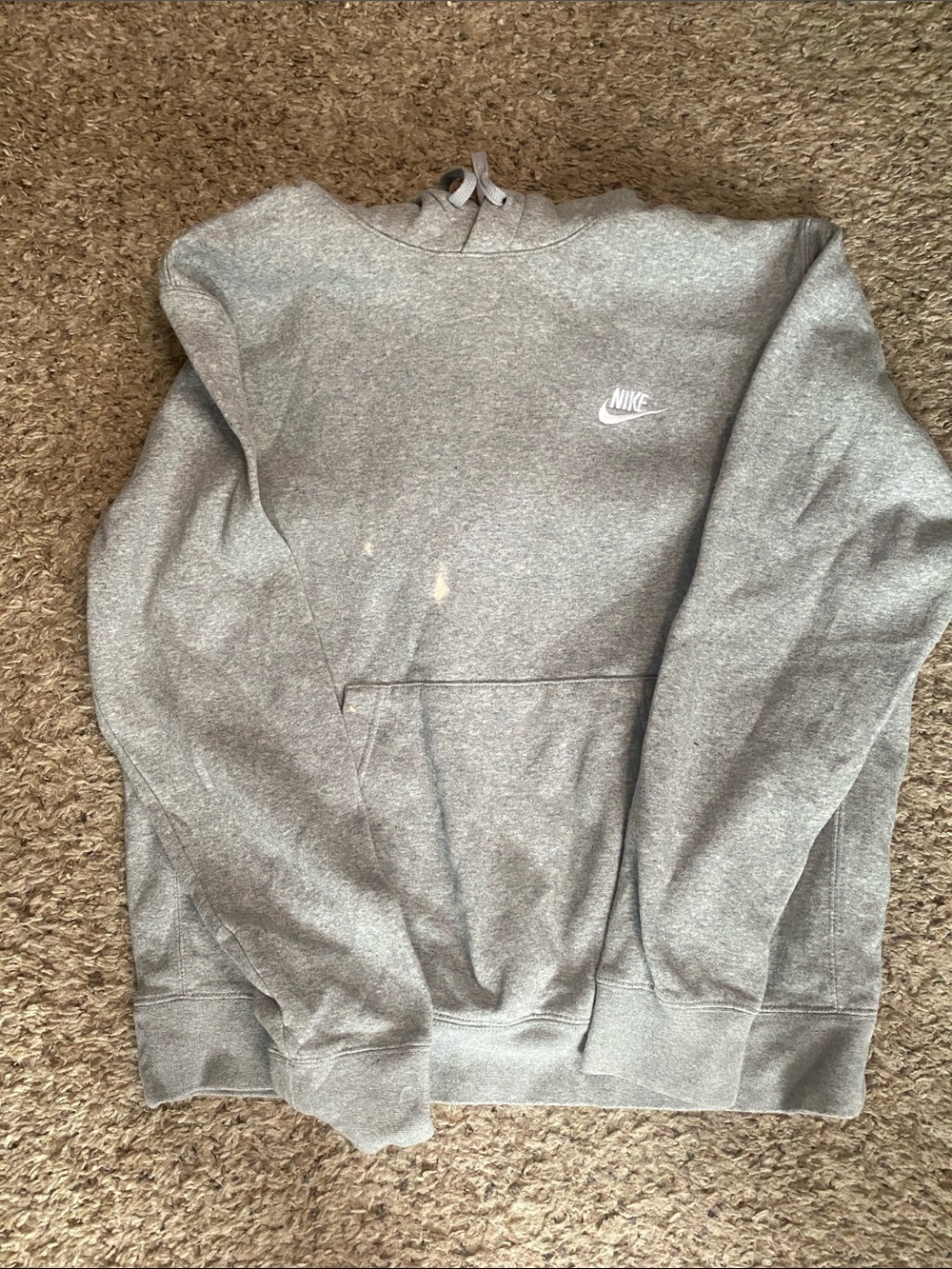Nike Gray Heather Pullover Hoodie with White Swoosh